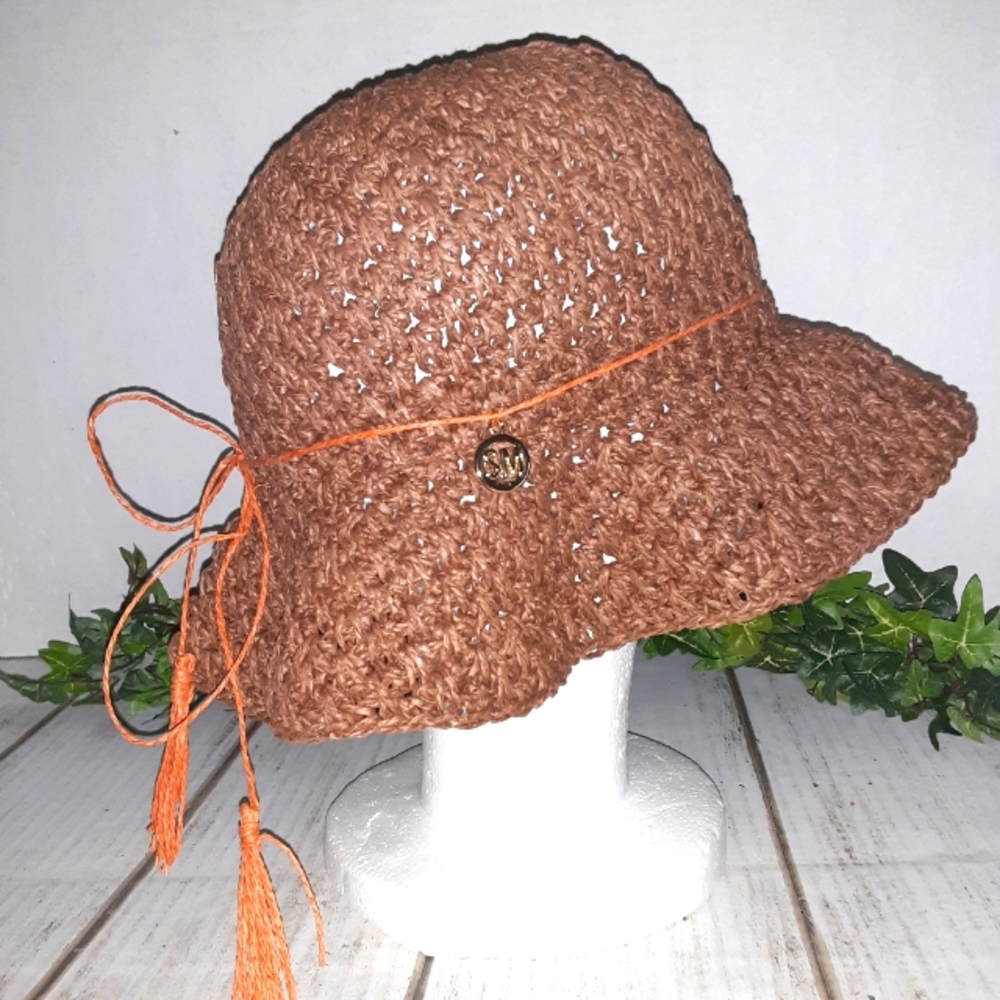 Steve Madden Brown Woven Paper Yawn Hat